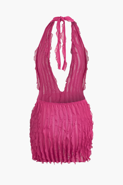 Korte Transparante Mini-jurk Diepe Halslijn Sexy Dame