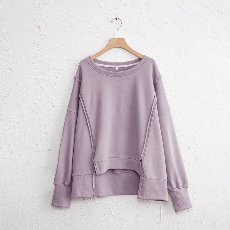 Dames Sweater Warme Losse Trui met Rauwe Boorden