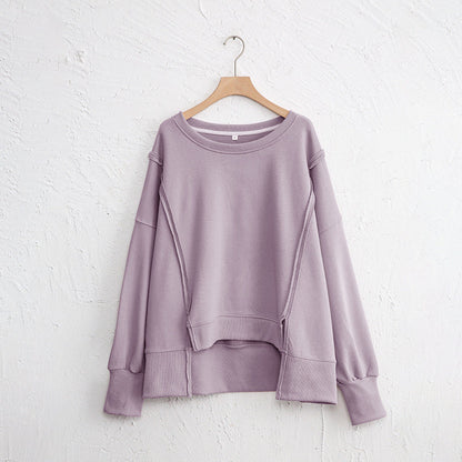Dames Sweater Warme Losse Trui met Rauwe Boorden