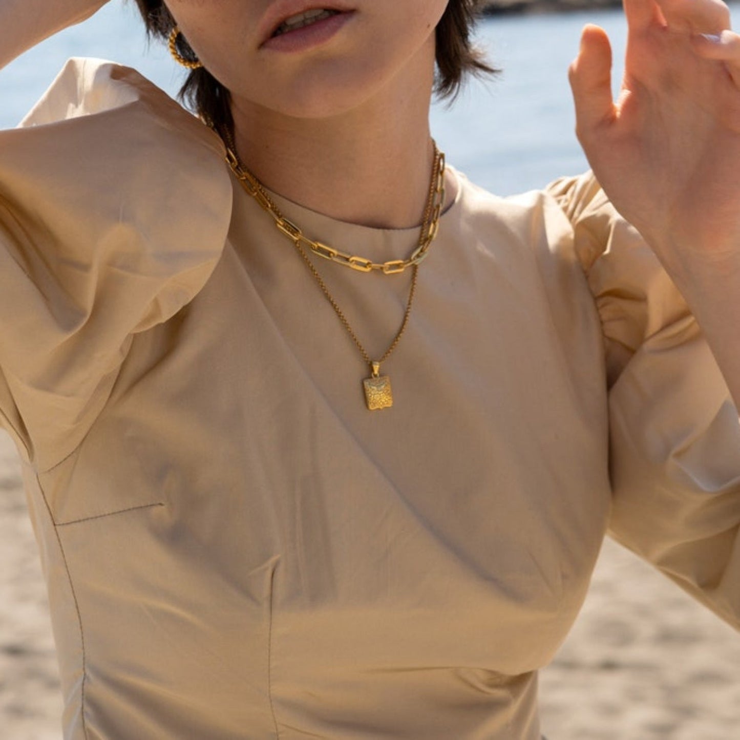 Dames Ketting Hartvormig met Bloemen Zilver