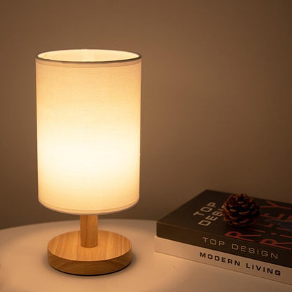 Organische Tafellamp Hout & Linnen – Dimbaar met Afstandsbediening & Touch | 3 Lichtkleuren