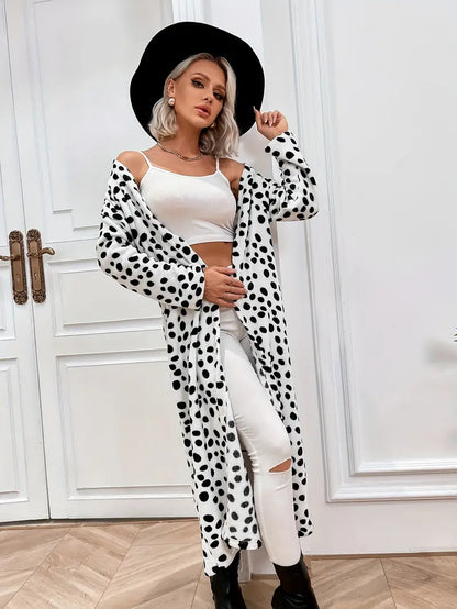 Dalmatiër Jurk Midi Lengte Geprint Cardigan Stijl