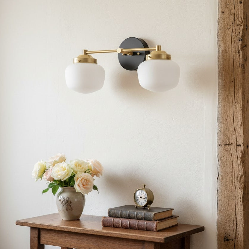 Globe Wandlamp Klassieke Badkamer Schoolhouse Verlichting Mat Opaal Glas voor Spiegel en Wastafel
