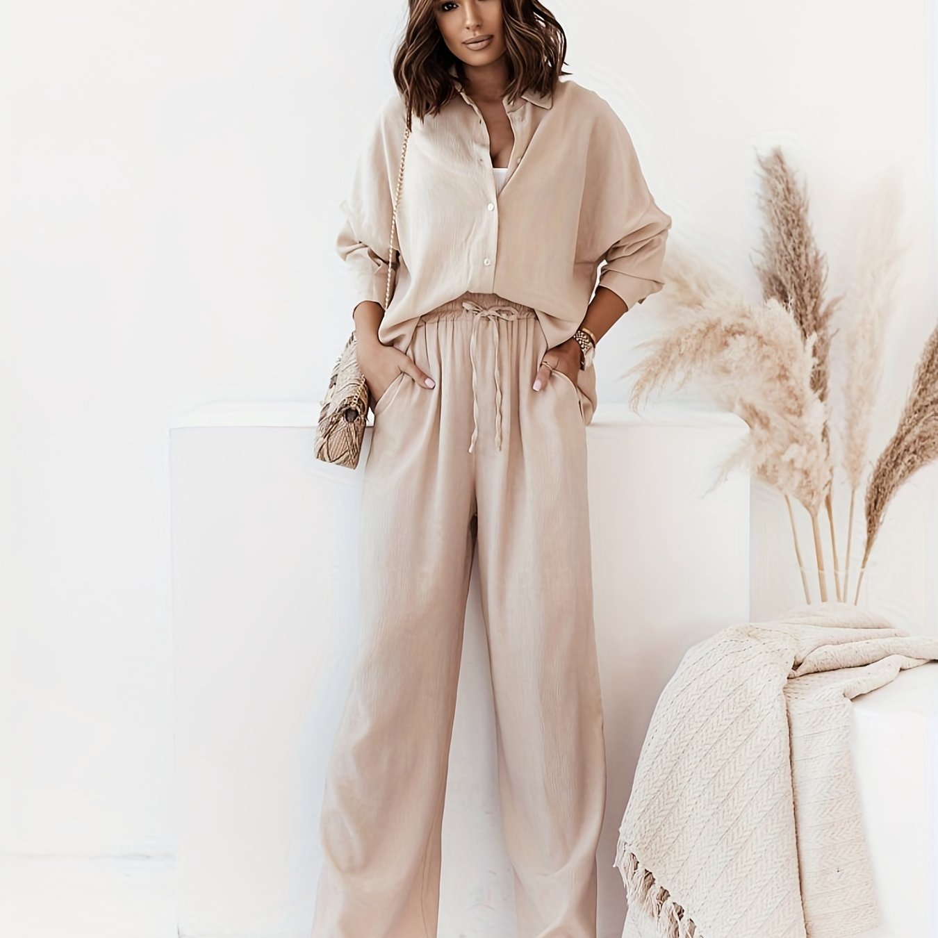 Tweedelige Set Knoopsluiting Broek en Jasje