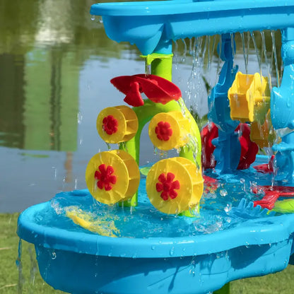 Waterspeeltafel met Accessoires voor Kinderen – Buiten Speelgoed met Watermolen en Watertoren 63x41x82cm – Scandinavisch Geïnspireerd Zandwater Tafeltje voor Tuin