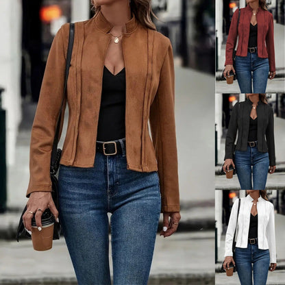 Dames Suède Jas Elegant Tijdloos Perfecte Pasvorm