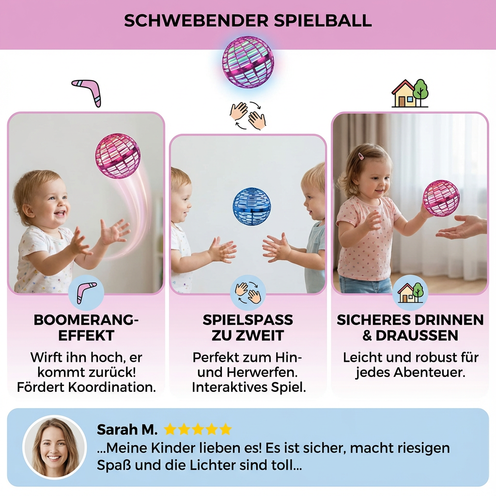 Zwevende Spelbal met LED-Verlichting – Vliegende Bal voor Binnen en Buiten