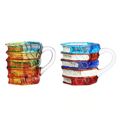 Handbeschilderd Glas met Boekenpatroon 191ml Drinkglas Vintage Literair Design voor Water Sap Cocktails