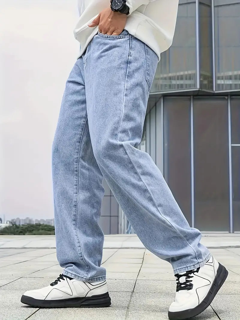 Heren Jeans Broek Losse Zittende Pasvorm Comfortabel