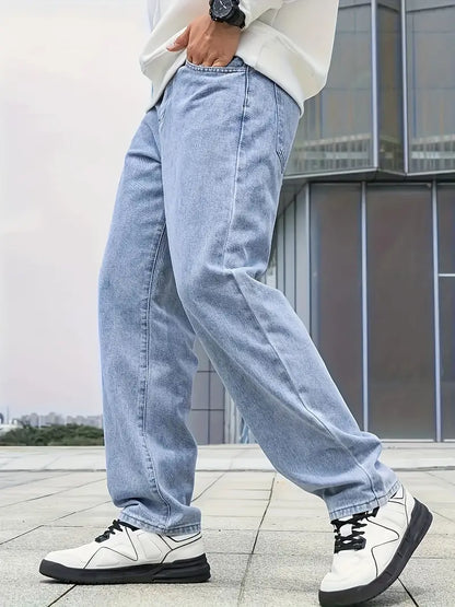 Heren Jeans Broek Losse Zittende Pasvorm Comfortabel