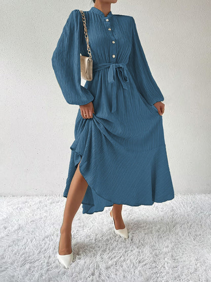 Vrouwelijke Jurk Lange Mouwen Taille Jurk met Accent