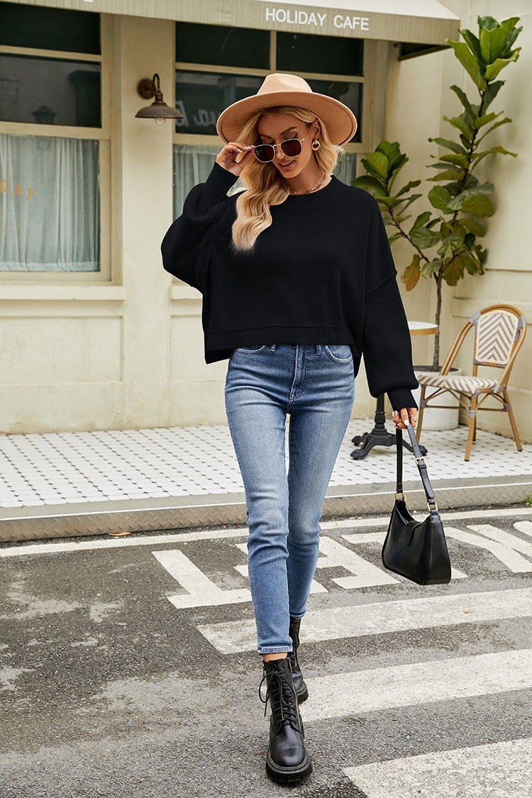 Dames Trui Gebreid Ronde Hals Wijd Model Basis