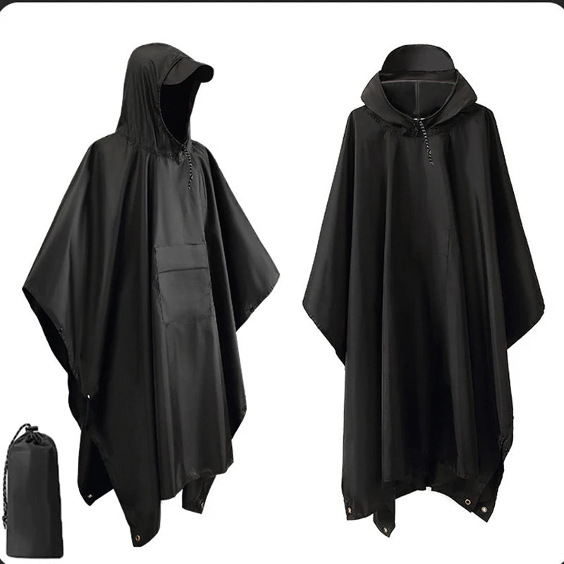 Waterdichte Regenponcho met Capuchon – 3-in-1 Outdoor Bescherming voor Wandelen Kamperen Tuin