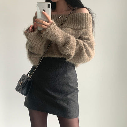 Dames Trui Off-shoulder Gebreid Stijlvol