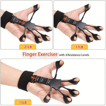 Handtrainer Set 5-in-1 voor Sterke Vingers en Onderarmen – Verstelbaar met Trainingsring en Kneedbal