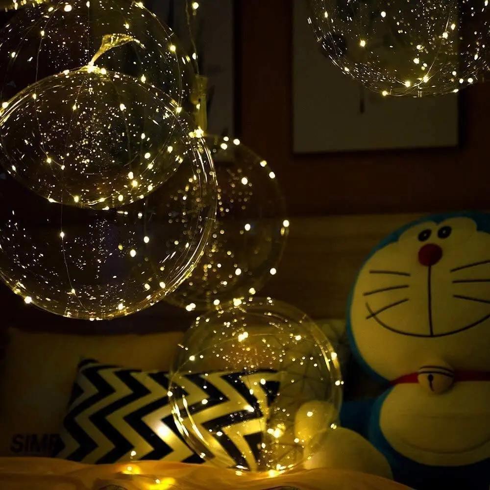 LED Ballonnen Transparant Warm Wit 45cm Set 10 Stuks 3m Lichtdraad Herbruikbaar Latex-vrij Verjaardag Bruiloft Feestdecoratie Batterij