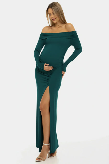 Zwangerschapsjurk Maxi Off Shoulder Elegante Zomerjurk voor Dames