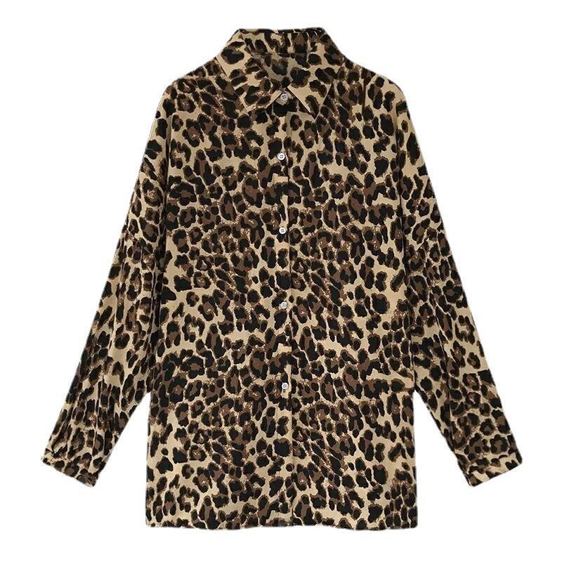 Dames Blouse Lange Mouw Panterprint Moderne Stijl