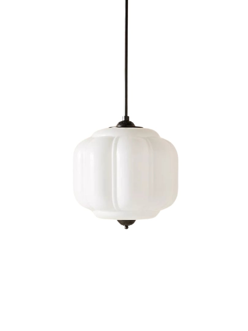 Vintage Melkglazen Hanglamp met Gegolfde Rand – Scandinavische Sfeerverlichting voor Keuken en Slaapkamer