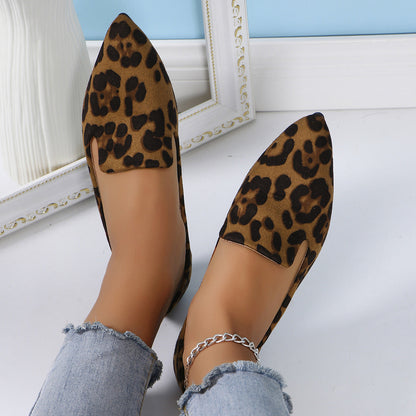 Dames Ballerina's Comfortabele Panterprint Puntneus Schoenen