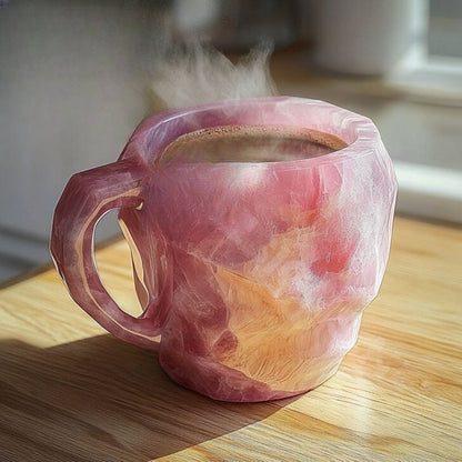 Kristalmok met Natuursteen Effect – Handgemaakte Mok Geïnspireerd op Edelstenen – 200ml Keramiek voor Thee, Koffie of Wijn
