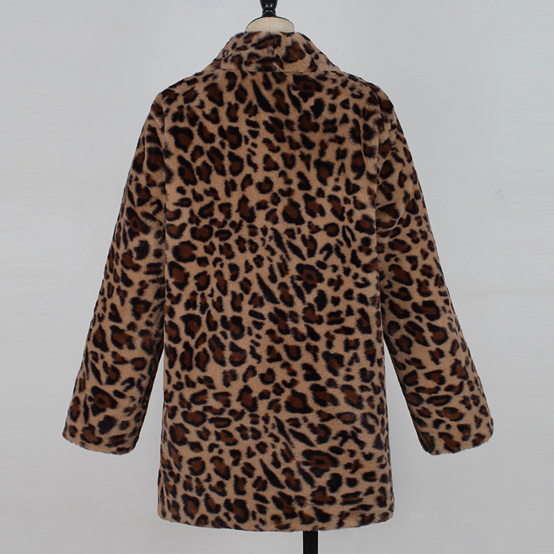 Dames Faux Fur Jas Leopard Print Luxe Blancha → Dames Faux Fur Jas Leopard Print Luxe Jas