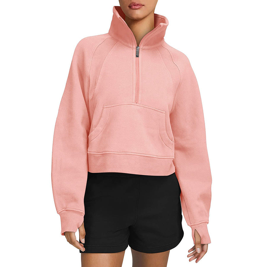 Dames Sweatshirt Zacht Sportief met Halve Rits