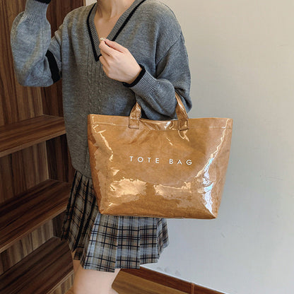 Leren Tote Bag Amber Kleur Luxe Lakleer