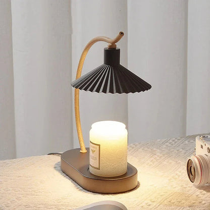 Kaarsenwarmerlamp Zwart Hout Minimalistisch 31cm Tafellamp Sfeerverlichting Woonkamer