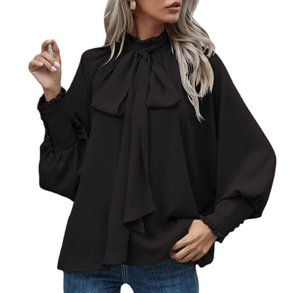 Dames Blouse Strikdetail Elegante Stijl Chique Katoen
