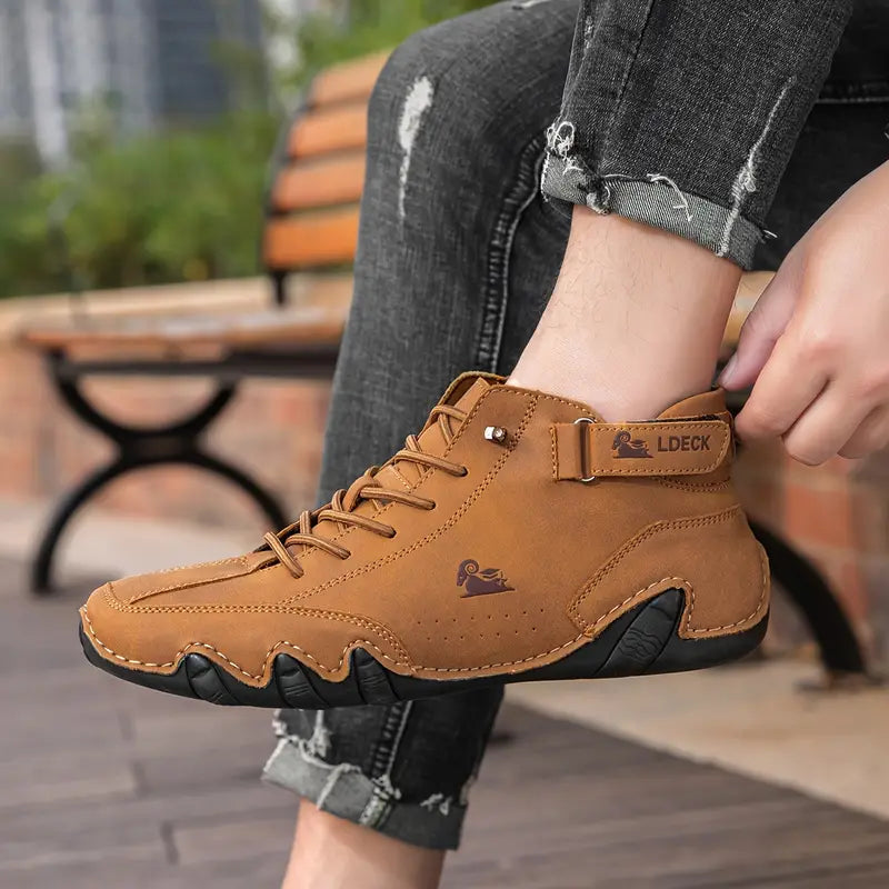 Waterdichte Heren Laarsschoenen met Hoge Schacht en Elastische Sluiting Kunstleer Robuust Straatmode