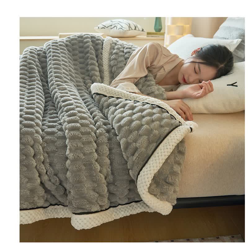 Zachte Coral Fleece Deken – Warme Omkeerbare Plaid voor Bank & Bed