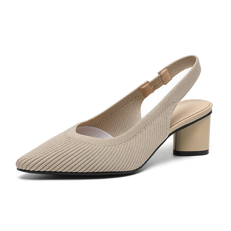 Vrouwelijke Slingback Pumps met Puntige Neus en Blokhak