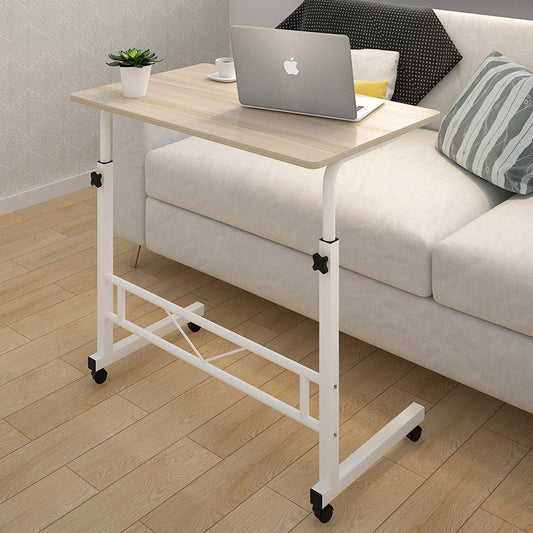 Verstelbare Laptoptafel Op Wielen Wit Staal Hout Hoogte Instelbaar Sofa Bijzettafel