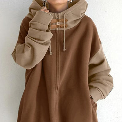 Dames Oversized Hoodie Sage Groen Rits Vest