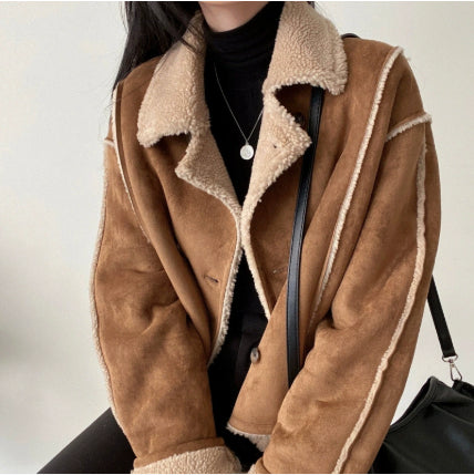 Dames Leren Jas Teddy Shearling Warm en Stijlvol