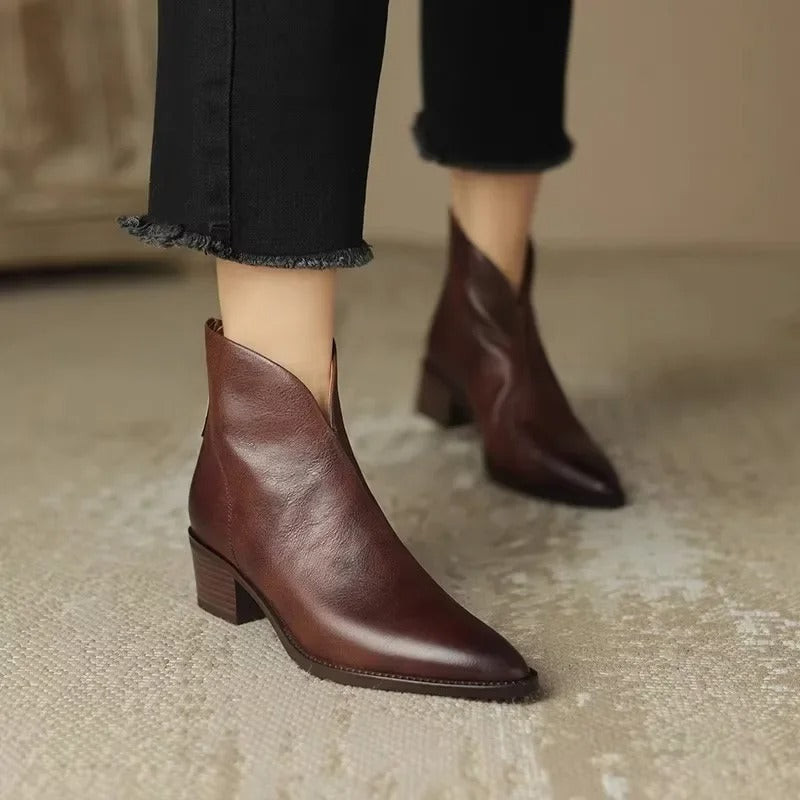 Dames Enkelboots met Hak Retro Stijl Herfst Collectie - StudioMarella