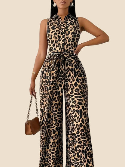 Dames Tuta Leopardprint met Vlinderhals