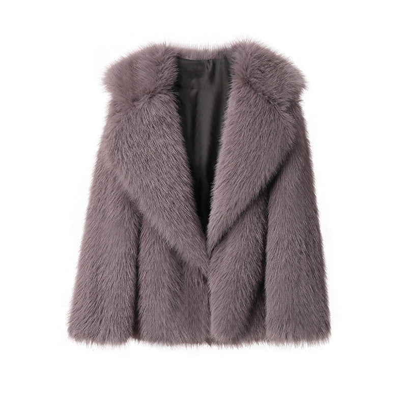 Dames Faux Fur Jas Zomer Trendy Grote Kraag