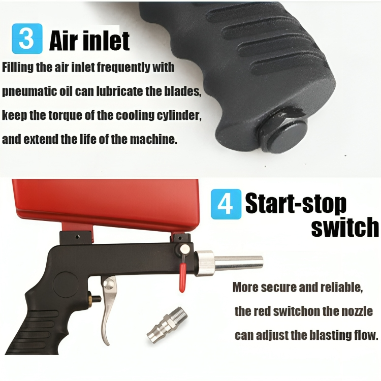 Zandstraalpistool Pneumatisch 90PSI 6.5mm Nozzle 21LBS Beker Metaal Reiniging
