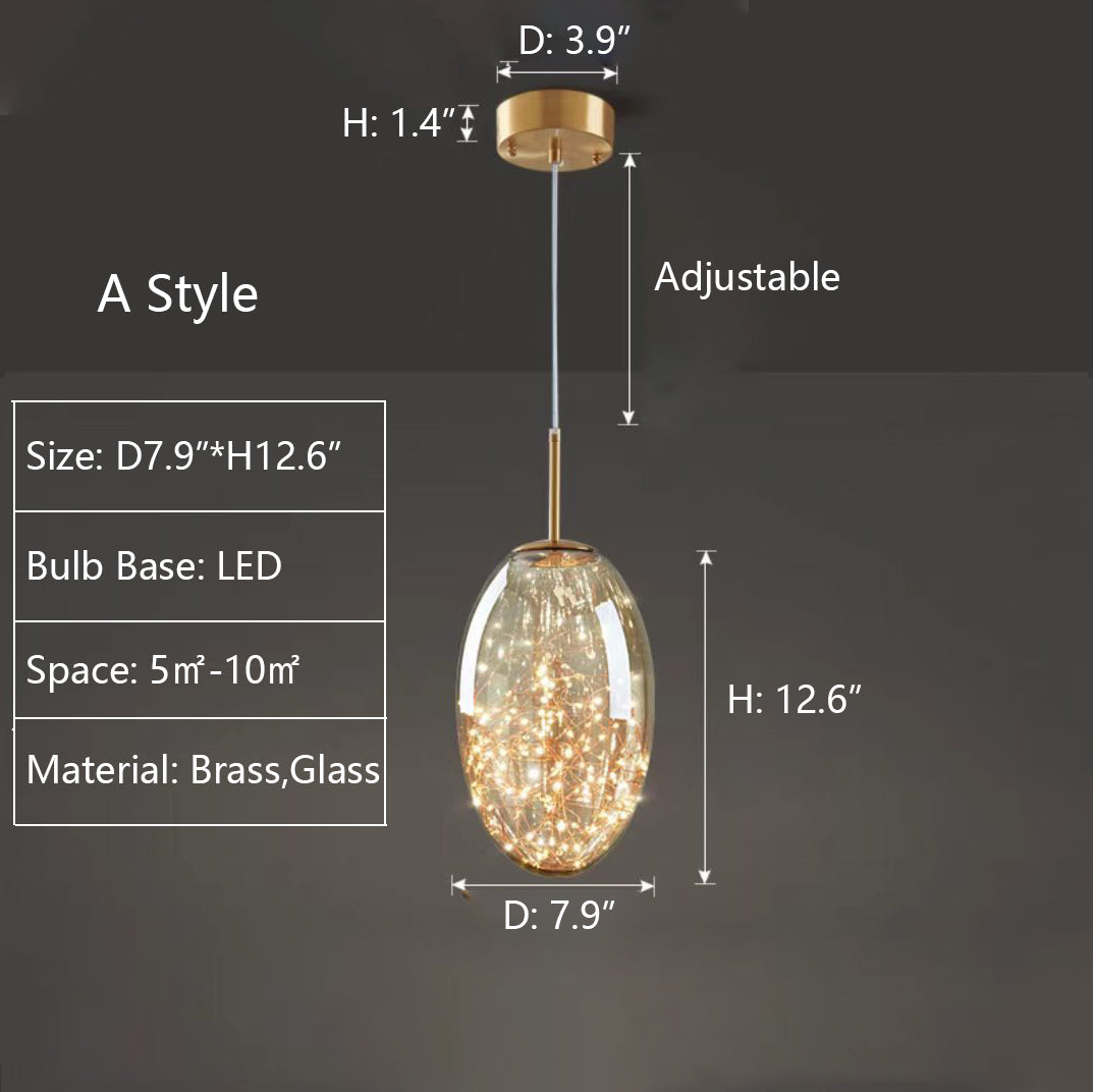 Grijze glazen hanglamp met sterrenhemel-effect voor eetkamer, bar of keukeneiland