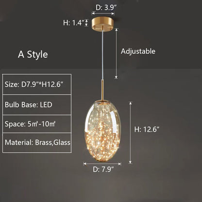 Grijze glazen hanglamp met sterrenhemel-effect voor eetkamer, bar of keukeneiland