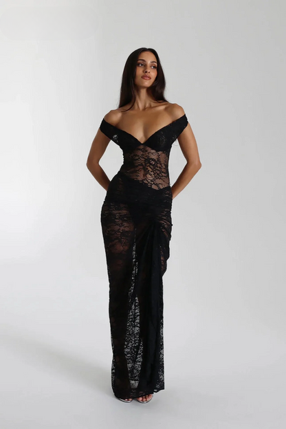 Midi Jurk van Kant - Elegante Luxe Jurk voor Vrouw