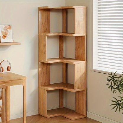 Houten Hoekrek Massief Hout – 162 cm Wandmontage Schuin Met Afgeronde Randen Voor Boeken en Decoratie