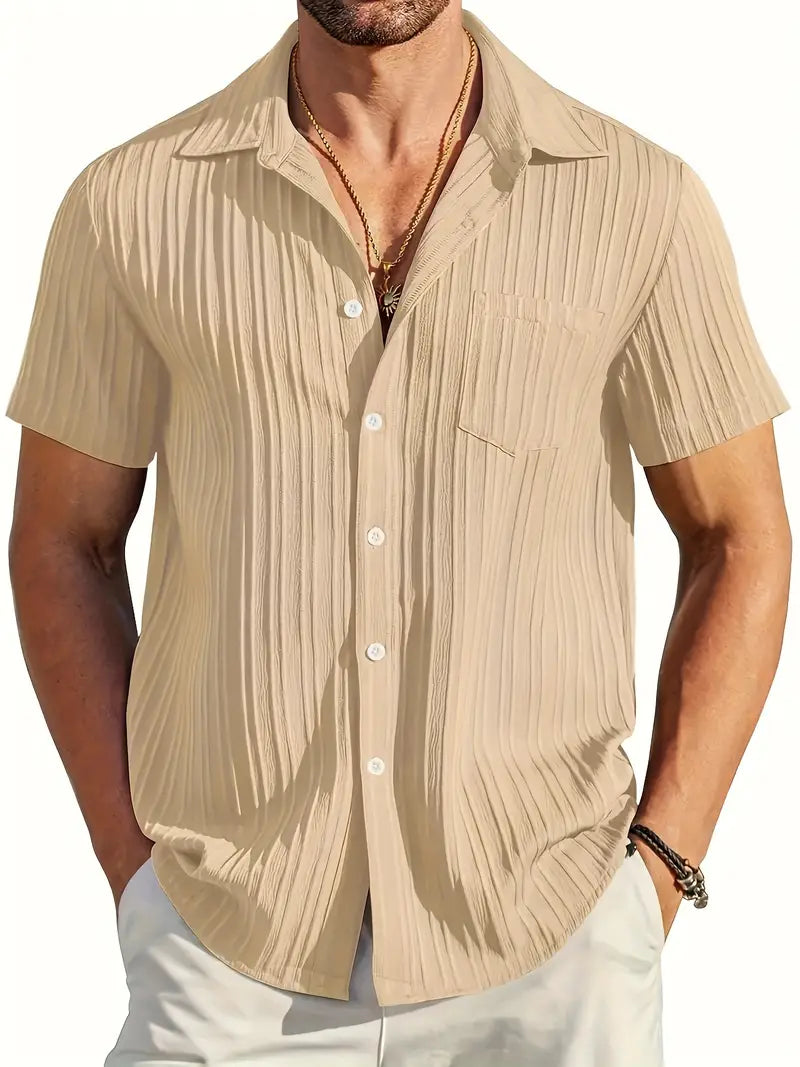 Lente Shirt Korte Mouwen Lichte Plissé Stof