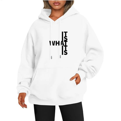 Dames Hoodie Met Leuke Tekst Print Zacht en Warm