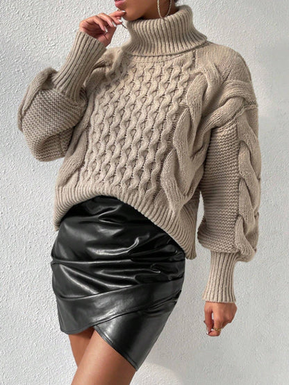 Dames Kabeltrui Zwart Warme Coltrui Elegante Stijl