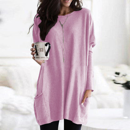 Dames Top met Lange Mouwen en Zakken Basis Collectie → Dames Top Lange Mouwen Zakken Comfortabel Basis