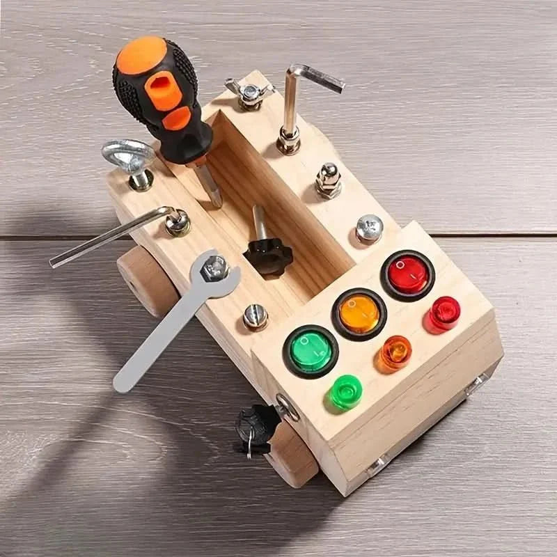 Busy Board Hout Montessori Fijne Motoriek Peuter Educatief Speelgoed LED