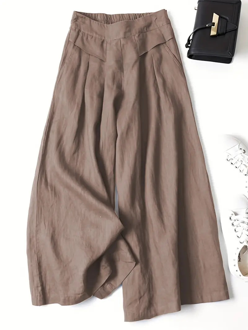 Wijde Linnen Broek Hoge Taille Zomerse Stijl